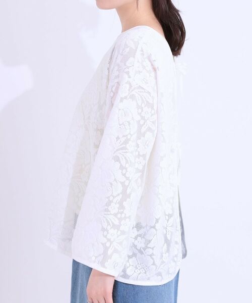 SHOO・LA・RUE / シューラルー カットソー | 【前後2WAY/S-LL】メッシュ×レースがこなれ見え リボントップス | 詳細23