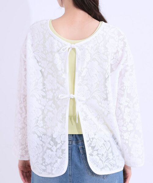 SHOO・LA・RUE / シューラルー カットソー | 【前後2WAY/S-LL】メッシュ×レースがこなれ見え リボントップス | 詳細24