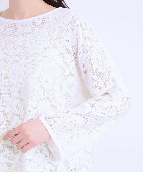 SHOO・LA・RUE / シューラルー カットソー | 【前後2WAY/S-LL】メッシュ×レースがこなれ見え リボントップス | 詳細27