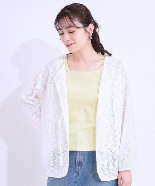 SHOO・LA・RUE / シューラルー カットソー | 【前後2WAY/S-LL】メッシュ×レースがこなれ見え リボントップス | 詳細9