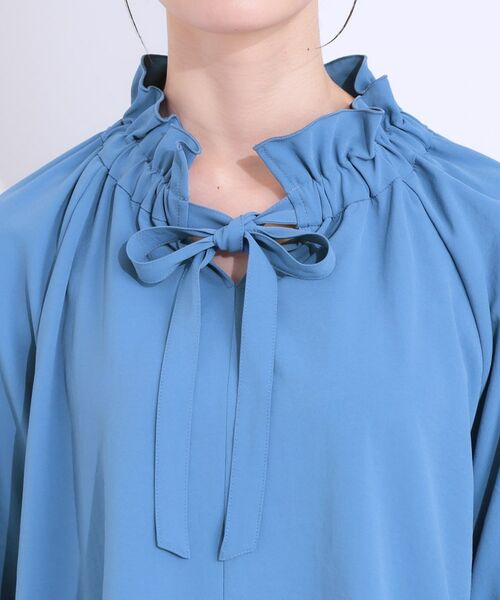 SHOO・LA・RUE / シューラルー シャツ・ブラウス | 【洗える/ひんやり/S-LL】フェミニンもクールも フリルリボン5分袖ブラウス | 詳細16