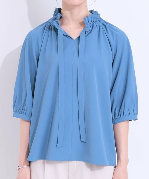 SHOO・LA・RUE / シューラルー シャツ・ブラウス | 【洗える/ひんやり/S-LL】フェミニンもクールも フリルリボン5分袖ブラウス | 詳細19