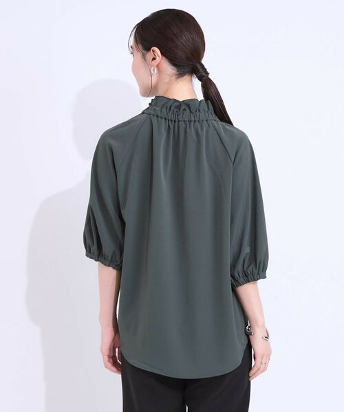 SHOO・LA・RUE / シューラルー シャツ・ブラウス | 【洗える/ひんやり/S-LL】フェミニンもクールも フリルリボン5分袖ブラウス | 詳細2