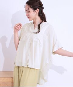 SHOO・LA・RUE / シューラルー シャツ・ブラウス | 【S-LL/セットアップ可】大人のシアー感 バンドカラーブラウス