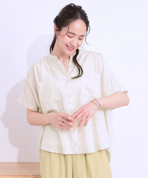 SHOO・LA・RUE / シューラルー シャツ・ブラウス | 【S-LL/セットアップ可】大人のシアー感 バンドカラーブラウス | 詳細13