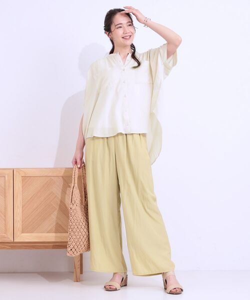 SHOO・LA・RUE / シューラルー シャツ・ブラウス | 【S-LL/セットアップ可】大人のシアー感 バンドカラーブラウス | 詳細15