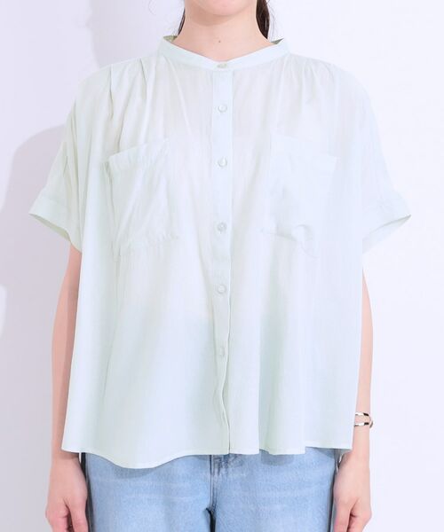 SHOO・LA・RUE / シューラルー シャツ・ブラウス | 【S-LL/セットアップ可】大人のシアー感 バンドカラーブラウス | 詳細17