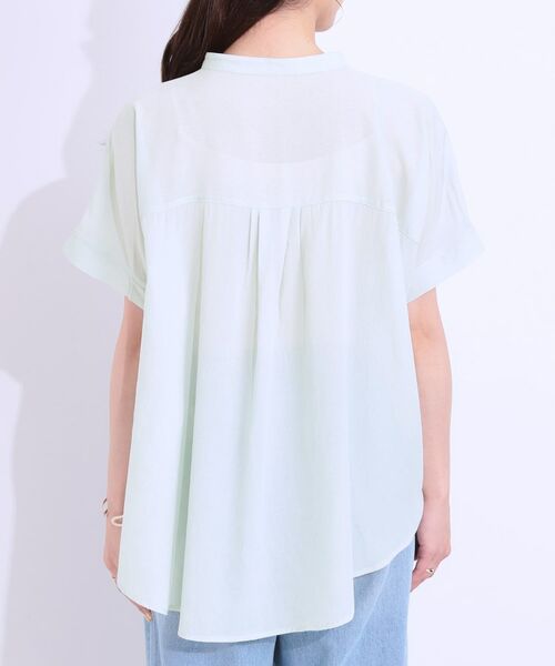 SHOO・LA・RUE / シューラルー シャツ・ブラウス | 【S-LL/セットアップ可】大人のシアー感 バンドカラーブラウス | 詳細19