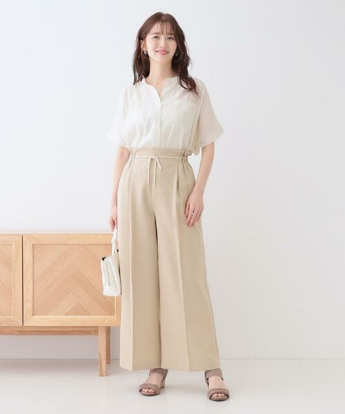 SHOO・LA・RUE / シューラルー シャツ・ブラウス | 【S-LL/セットアップ可】大人のシアー感 バンドカラーブラウス | 詳細28