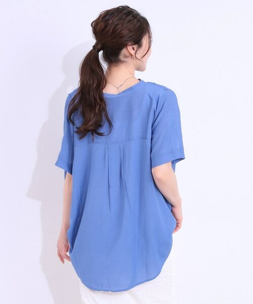 SHOO・LA・RUE / シューラルー シャツ・ブラウス | 【S-LL/セットアップ可】大人のシアー感 バンドカラーブラウス | 詳細6