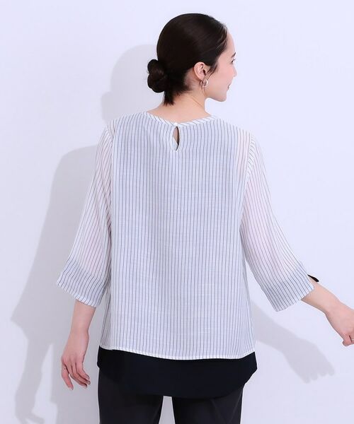 SHOO・LA・RUE / シューラルー カットソー | 【洗える/S-LL】一枚でサマ見え お袖折り返し 裾レイヤードトップス | 詳細14