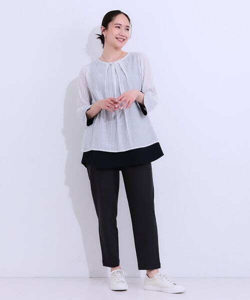 SHOO・LA・RUE / シューラルー カットソー | 【洗える/S-LL】一枚でサマ見え お袖折り返し 裾レイヤードトップス | 詳細15