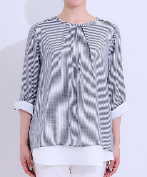 SHOO・LA・RUE / シューラルー カットソー | 【洗える/S-LL】一枚でサマ見え お袖折り返し 裾レイヤードトップス | 詳細24