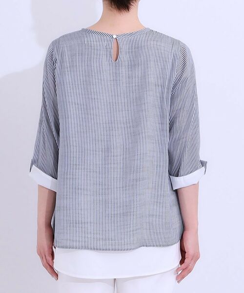 SHOO・LA・RUE / シューラルー カットソー | 【洗える/S-LL】一枚でサマ見え お袖折り返し 裾レイヤードトップス | 詳細26