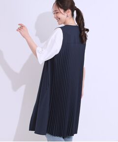 SHOO・LA・RUE / シューラルー ベスト | 【S-LL/体型カバー】後ろ姿もきれい見え バックプリーツジレ