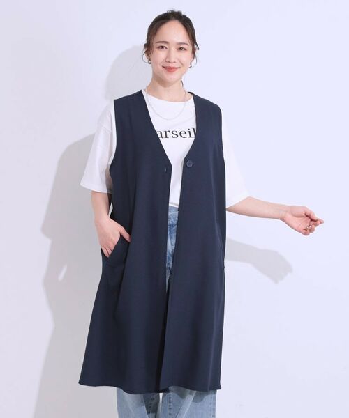 SHOO・LA・RUE / シューラルー ベスト | 【S-LL/体型カバー】後ろ姿もきれい見え バックプリーツジレ | 詳細1