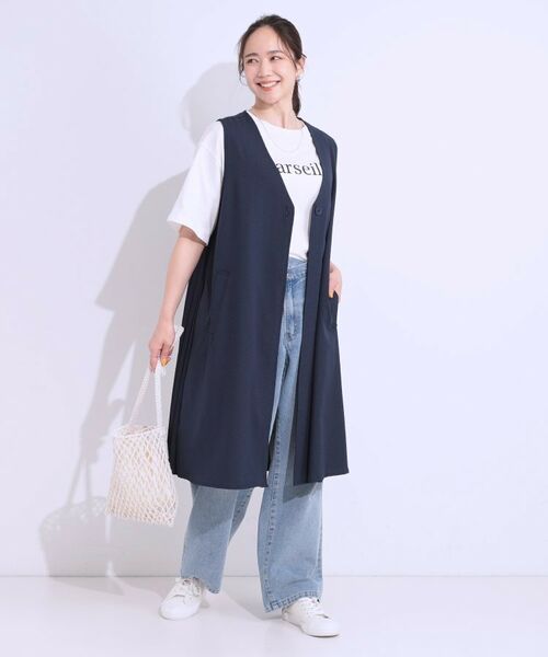 SHOO・LA・RUE / シューラルー ベスト | 【S-LL/体型カバー】後ろ姿もきれい見え バックプリーツジレ | 詳細3