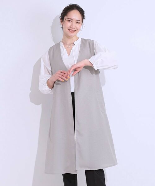 SHOO・LA・RUE / シューラルー ベスト | 【S-LL/体型カバー】後ろ姿もきれい見え バックプリーツジレ | 詳細5