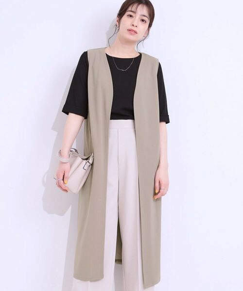 SHOO・LA・RUE / シューラルー ベスト | 旬を取り入れながら体型カバー ボタンレスエアリージレ(モカブラウン(042))