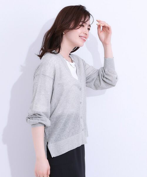 SHOO・LA・RUE / シューラルー カーディガン・ボレロ | 【洗える/S-LL】ナチュラルなシアー感が魅力 Vネックカーディガン | 詳細2