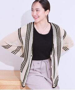 SHOO・LA・RUE / シューラルー カーディガン・ボレロ | レースのような編み柄が上品 Vネックカーディガン
