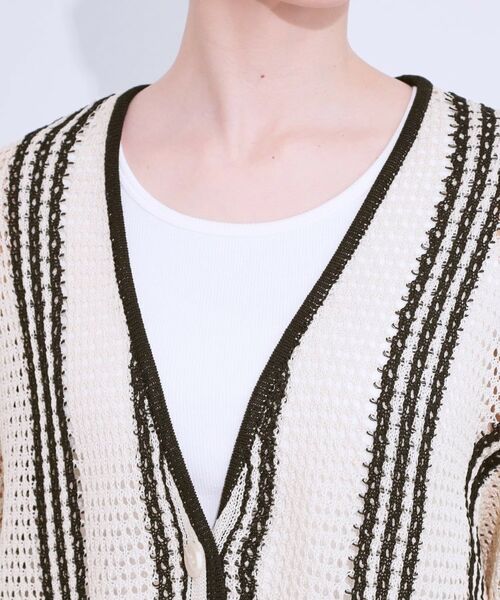 SHOO・LA・RUE / シューラルー カーディガン・ボレロ | レースのような編み柄が上品 Vネックカーディガン | 詳細16