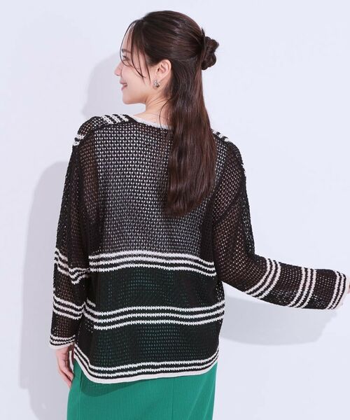 SHOO・LA・RUE / シューラルー カーディガン・ボレロ | レースのような編み柄が上品 Vネックカーディガン | 詳細6