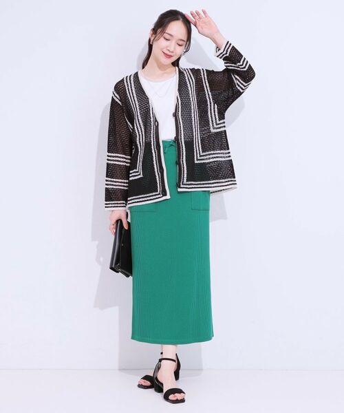 SHOO・LA・RUE / シューラルー カーディガン・ボレロ | レースのような編み柄が上品 Vネックカーディガン | 詳細7