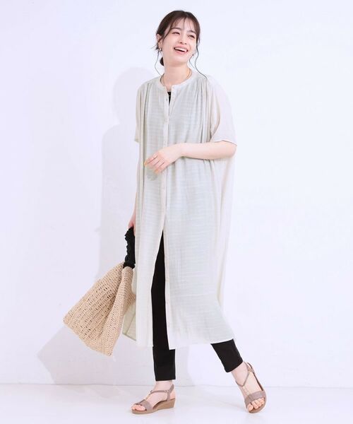 SHOO・LA・RUE / シューラルー ミニ丈・ひざ丈ワンピース | さらさら ドビーギャザー シャツワンピース | 詳細9