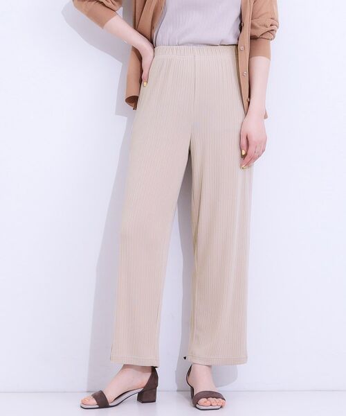 SHOO・LA・RUE/シューラルー 【S-LL】さらっと穿けて動きやすい リブイージーパンツ ベージュ(052) 04(LL) SHOO・LA・RUE/シューラルー 【S-LL】さらっと穿けて動きやすい リブイージーパンツ ベージュ(052) 04(LL)