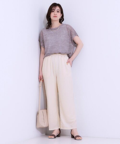 SHOO・LA・RUE / シューラルー パンツ | 【洗える/S-LL】ウエストゴムで楽ちん ジャカード柄イージーパンツ | 詳細3