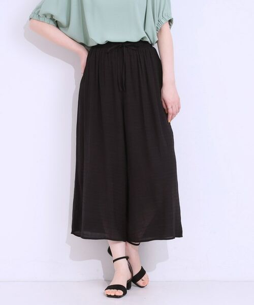 SHOO・LA・RUE / シューラルー ショート・ハーフ・半端丈パンツ | さらさらドビーイージーガウチョパンツ(ブラック(019))