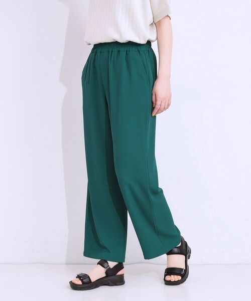 SHOO・LA・RUE / シューラルー パンツ | 【洗える/ひんやり/UV/SS-3L】さらさらぷるんワイドパンツ(グリーン(022))