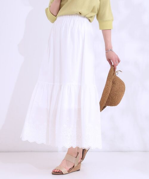 SHOO・LA・RUE / シューラルー ロング・マキシ丈スカート | スカラップレースが華やか コットンティアードスカート | 詳細1