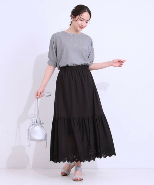 SHOO・LA・RUE / シューラルー ロング・マキシ丈スカート | スカラップレースが華やか コットンティアードスカート | 詳細7