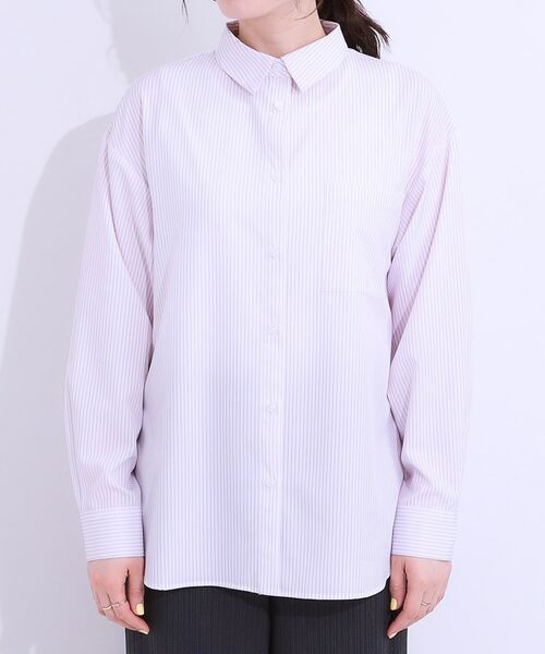 SHOO・LA・RUE / シューラルー シャツ・ブラウス | 【ひんやり/UV/吸水速乾/洗濯後しわになりにくい】ラッシュガードにもなる ストライプ前開きシャツ | 詳細17