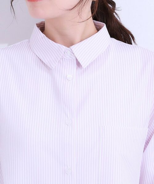 SHOO・LA・RUE / シューラルー シャツ・ブラウス | 【ひんやり/UV/吸水速乾/洗濯後しわになりにくい】ラッシュガードにもなる ストライプ前開きシャツ | 詳細20