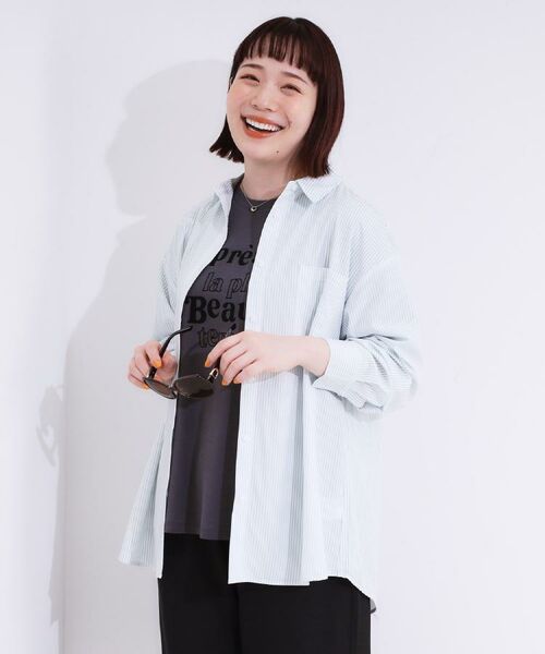 SHOO・LA・RUE / シューラルー シャツ・ブラウス | 【ひんやり/UV/吸水速乾/洗濯後しわになりにくい】ラッシュガードにもなる ストライプ前開きシャツ | 詳細24