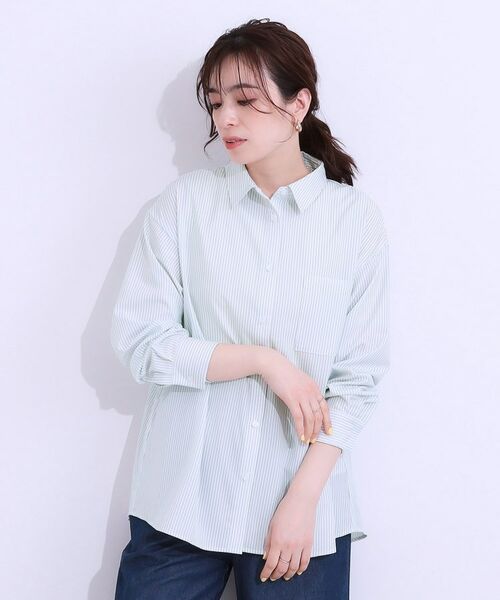 SHOO・LA・RUE / シューラルー シャツ・ブラウス | 【ひんやり/UV/吸水速乾/洗濯後しわになりにくい】ラッシュガードにもなる ストライプ前開きシャツ | 詳細5