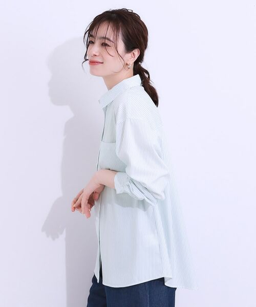 SHOO・LA・RUE / シューラルー シャツ・ブラウス | 【ひんやり/UV/吸水速乾/洗濯後しわになりにくい】ラッシュガードにもなる ストライプ前開きシャツ | 詳細6