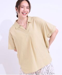 SHOO・LA・RUE / シューラルー シャツ・ブラウス | 【S-LL/UV/ひんやり/抗菌防臭】体型を自然にカバー フレンチリネンブレンド襟付ドルマンシャツ