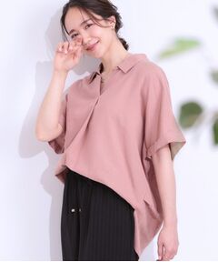 SHOO・LA・RUE / シューラルー シャツ・ブラウス | 【S-LL/UV/ひんやり/抗菌防臭】体型を自然にカバー フレンチリネンブレンド襟付ドルマンシャツ