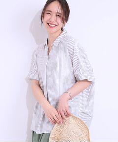 SHOO・LA・RUE / シューラルー シャツ・ブラウス | 【S-LL/UV/ひんやり/抗菌防臭】体型を自然にカバー フレンチリネンブレンド襟付ドルマンシャツ