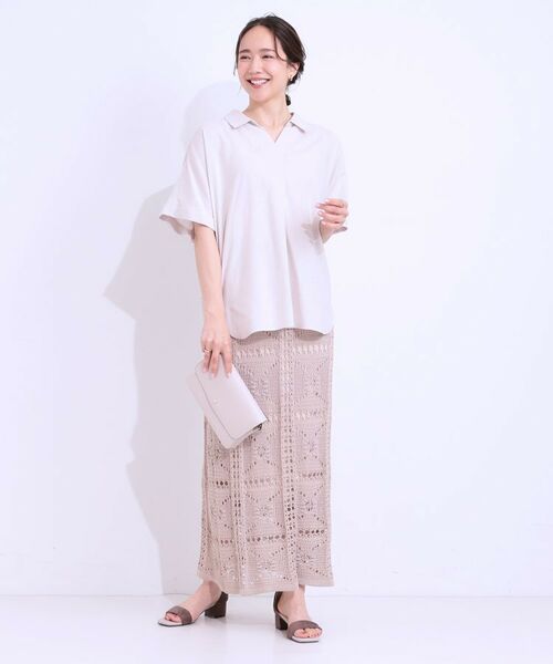 SHOO・LA・RUE / シューラルー シャツ・ブラウス | 【S-LL/UV/ひんやり/抗菌防臭】体型を自然にカバー フレンチリネンブレンド襟付ドルマンシャツ | 詳細19