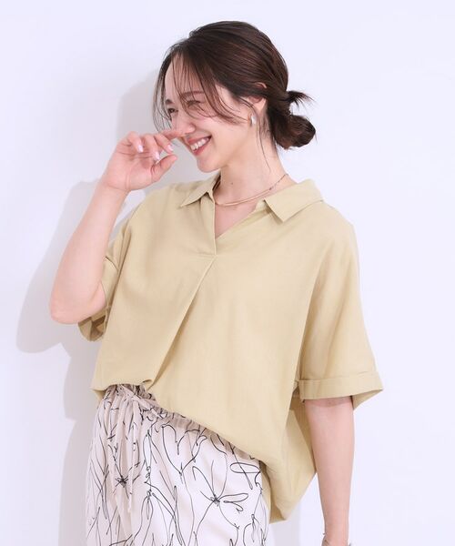 SHOO・LA・RUE / シューラルー シャツ・ブラウス | 【S-LL/UV/ひんやり/抗菌防臭】体型を自然にカバー フレンチリネンブレンド襟付ドルマンシャツ | 詳細21