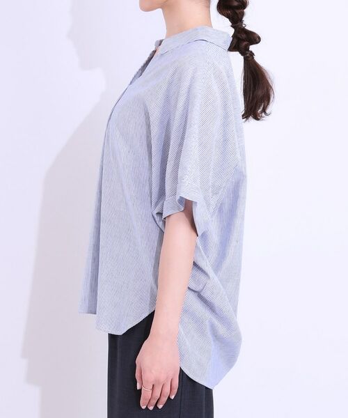 SHOO・LA・RUE / シューラルー シャツ・ブラウス | 【S-LL/UV/ひんやり/抗菌防臭】体型を自然にカバー フレンチリネンブレンド襟付ドルマンシャツ | 詳細26