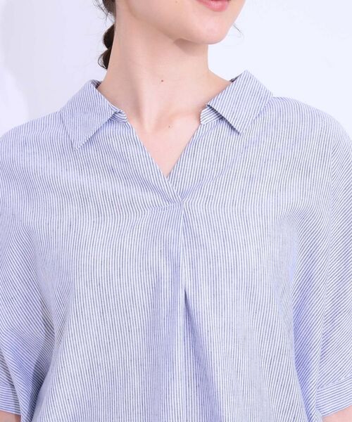 SHOO・LA・RUE / シューラルー シャツ・ブラウス | 【S-LL/UV/ひんやり/抗菌防臭】体型を自然にカバー フレンチリネンブレンド襟付ドルマンシャツ | 詳細28