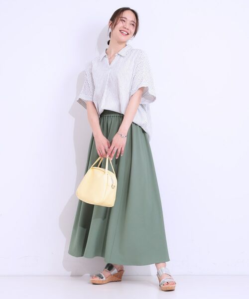 SHOO・LA・RUE / シューラルー シャツ・ブラウス | 【S-LL/UV/ひんやり/抗菌防臭】体型を自然にカバー フレンチリネンブレンド襟付ドルマンシャツ | 詳細3