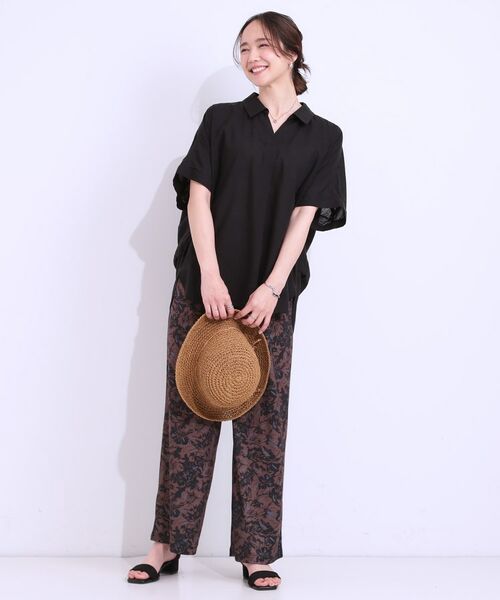 SHOO・LA・RUE / シューラルー シャツ・ブラウス | 【S-LL/UV/ひんやり/抗菌防臭】体型を自然にカバー フレンチリネンブレンド襟付ドルマンシャツ | 詳細7