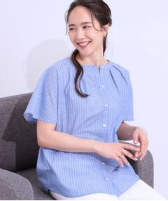 SHOO・LA・RUE / シューラルー シャツ・ブラウス | 【洗える/S-LL/UV/吸水速乾】洗濯後しわになりにくいリネンブレンド前あきシャツ